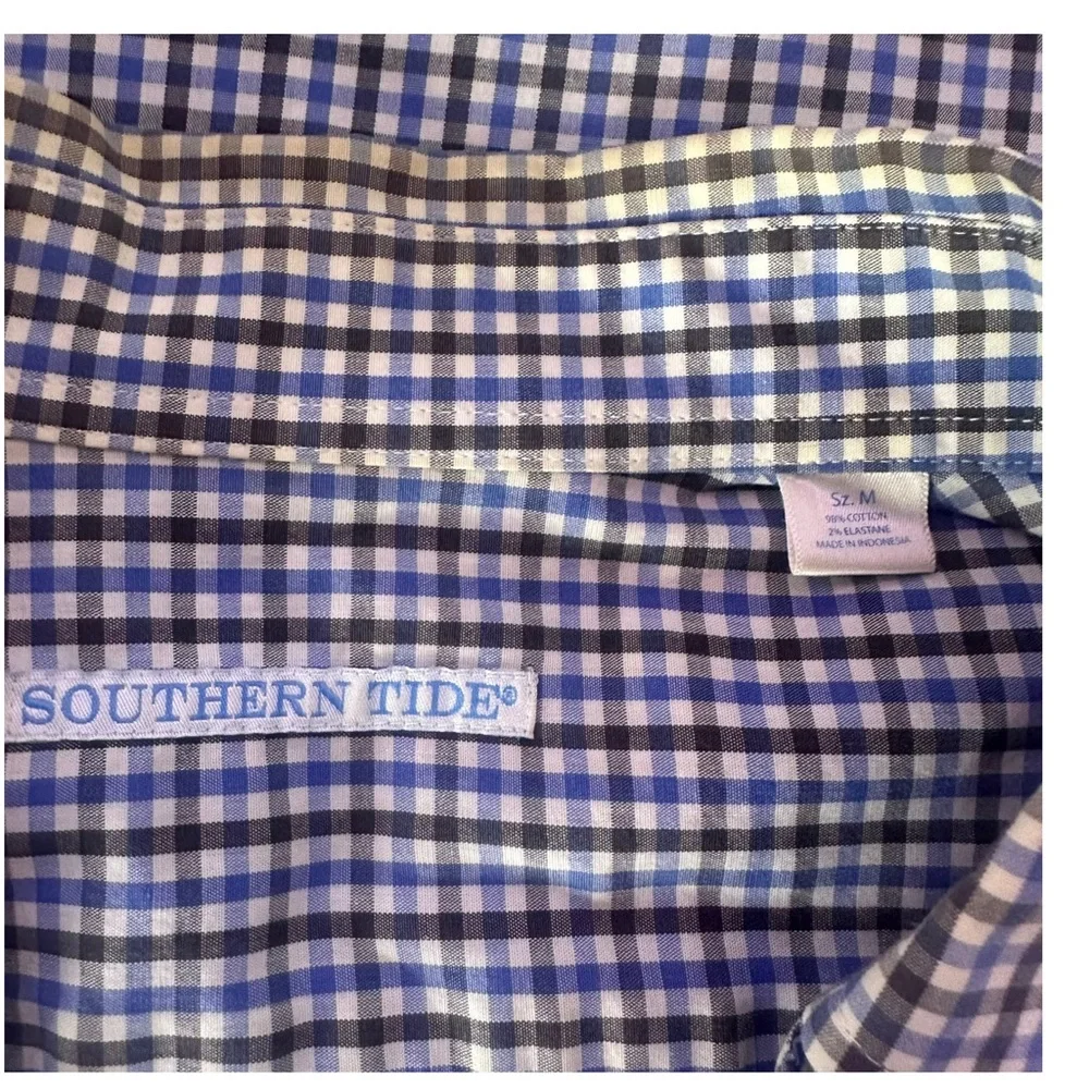 Southern Tide Men's Button Up Plaid Shirt Striped‎ Long Sleeve Pocket Size M